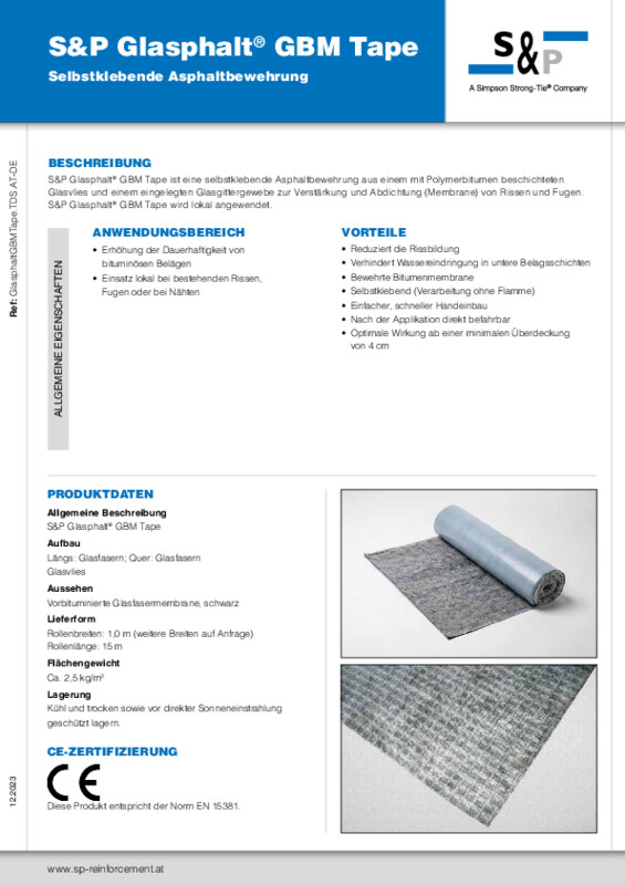 Technisches Datenblatt S&P Glasphalt® GBM Tape (TDB)