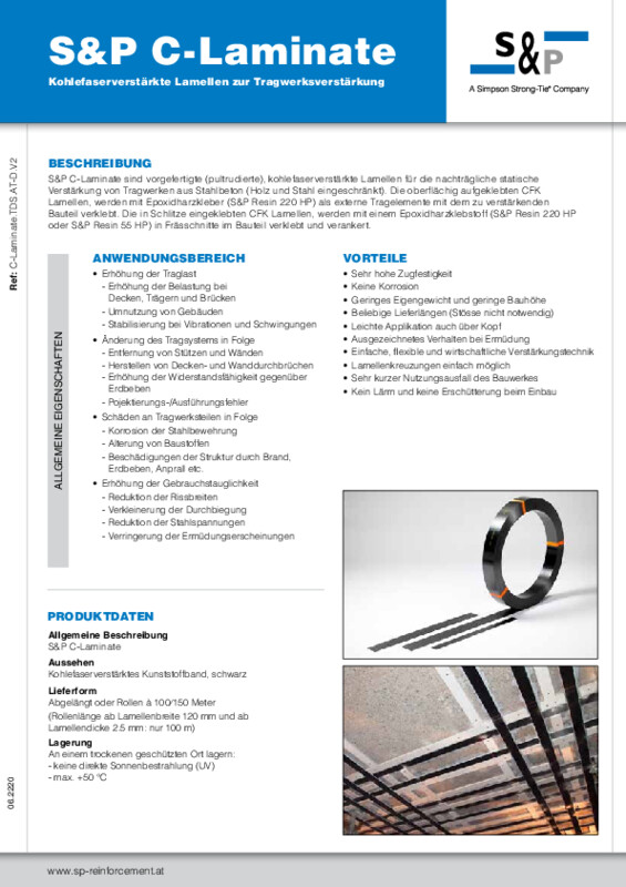 Technisches Datenblatt S&P C-Laminate (oberflächig geklebt / eingeschlitzt) (TDB)