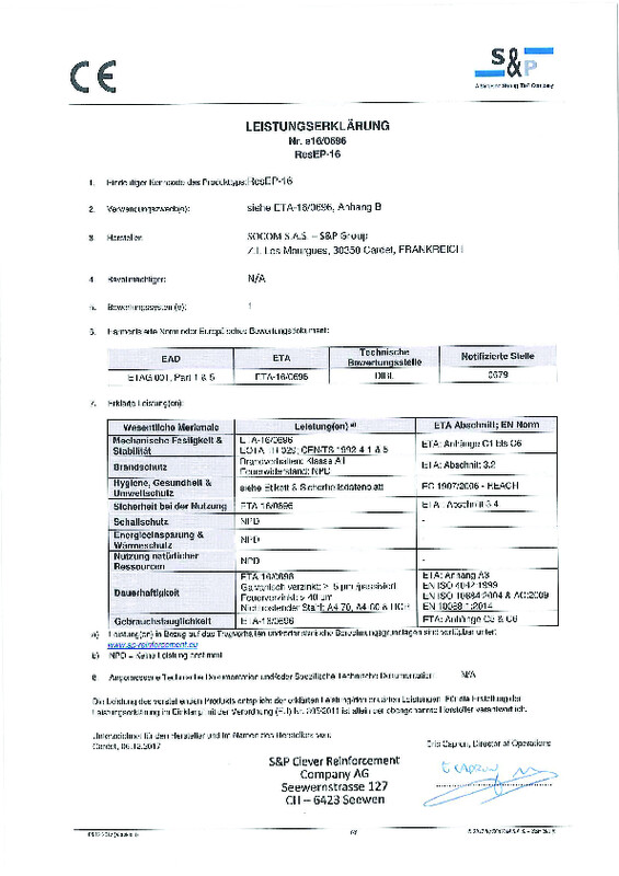 Leistungserklärung S&P ResEP-16 (DOP)