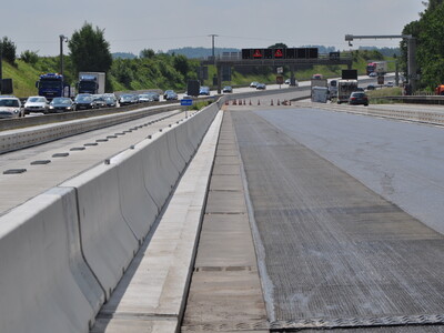 Talbrücke Holledau eingebaute Asphaltbewehrung