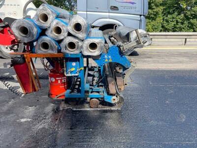 Einbau der Asphaltbewehrung